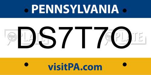 DS7T7O Pennsylvania License Plate