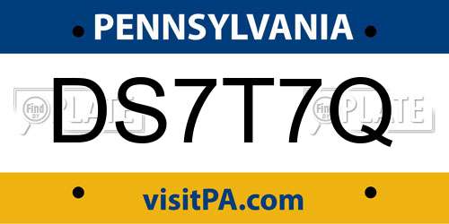 DS7T7Q Pennsylvania License Plate