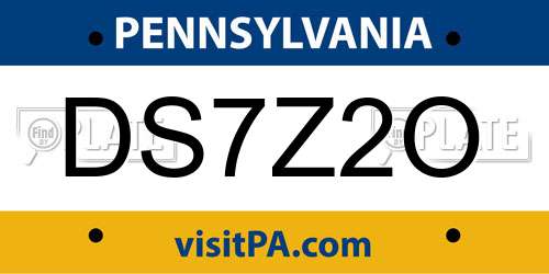 DS7Z2O Pennsylvania License Plate