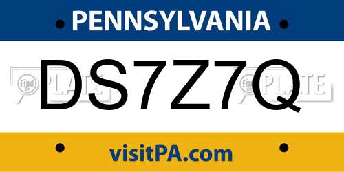 DS7Z7Q Pennsylvania License Plate
