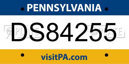 DS84255 Pennsylvania License Plate