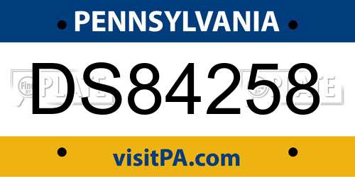 DS84258 Pennsylvania License Plate