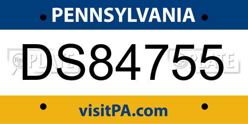 DS84755 Pennsylvania License Plate