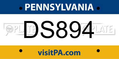 DS894 Pennsylvania License Plate
