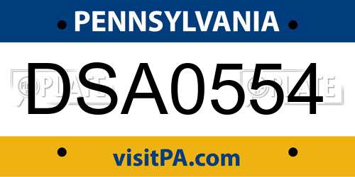 DSA0554 Pennsylvania License Plate
