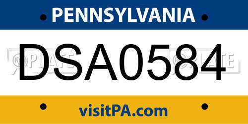 DSA0584 Pennsylvania License Plate