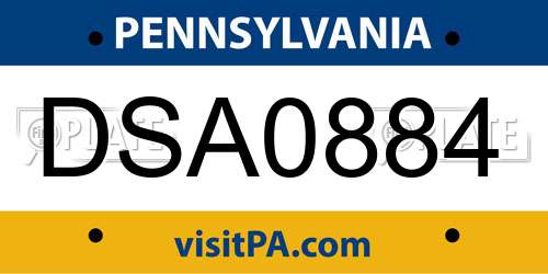 DSA0884 Pennsylvania License Plate