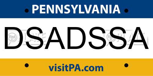 DSADSSA Pennsylvania License Plate