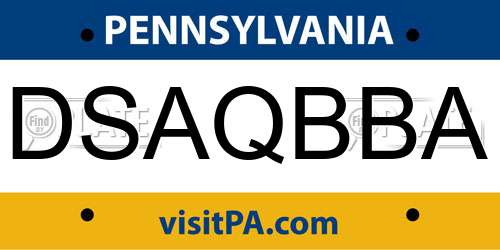 DSAQBBA Pennsylvania License Plate