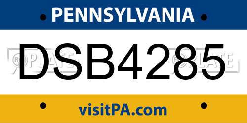 DSB4285 Pennsylvania License Plate