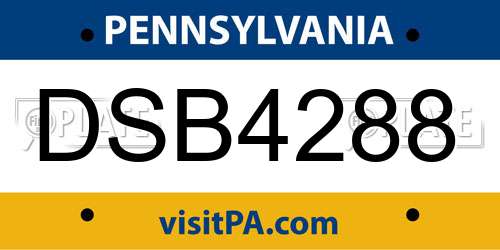 DSB4288 Pennsylvania License Plate