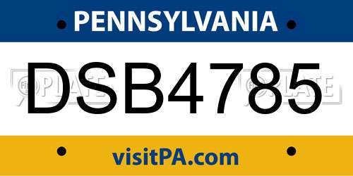 DSB4785 Pennsylvania License Plate