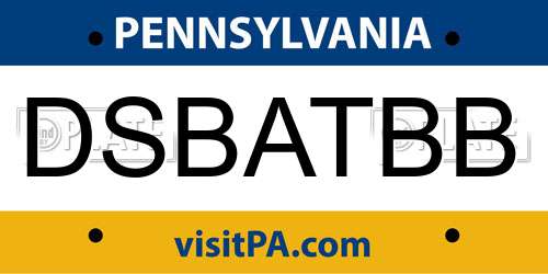 DSBATBB Pennsylvania License Plate