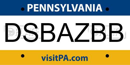 DSBAZBB Pennsylvania License Plate