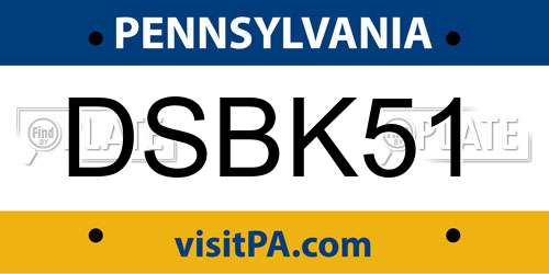 DSBK51 Pennsylvania License Plate