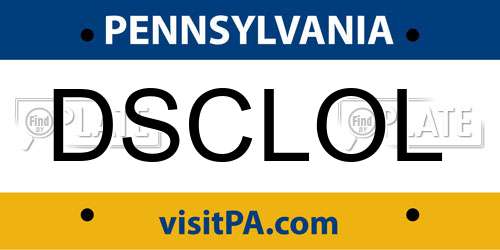 DSCLOL Pennsylvania License Plate