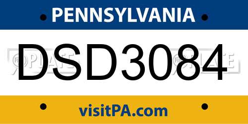 DSD3084 Pennsylvania License Plate
