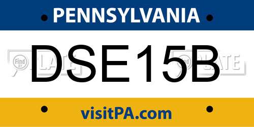 DSE15B Pennsylvania License Plate