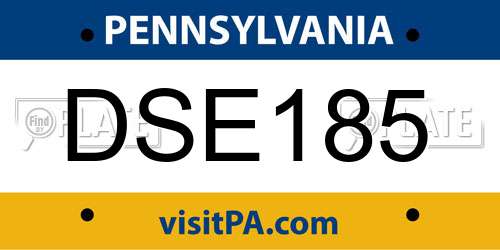 DSE185 Pennsylvania License Plate