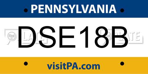 DSE18B Pennsylvania License Plate