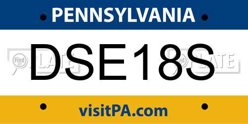 DSE18S Pennsylvania License Plate