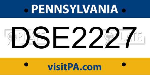 DSE2227 Pennsylvania License Plate