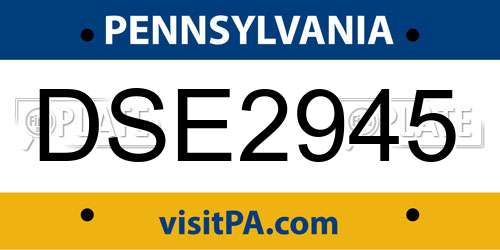 DSE2945 Pennsylvania License Plate