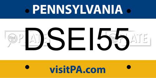DSEI55 Pennsylvania License Plate