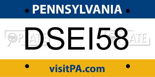 DSEI58 Pennsylvania License Plate