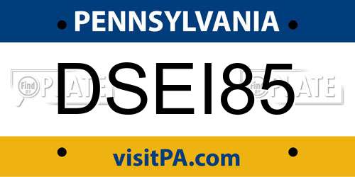 DSEI85 Pennsylvania License Plate