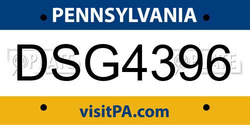 DSG4396 Pennsylvania License Plate