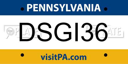 DSGI36 Pennsylvania License Plate