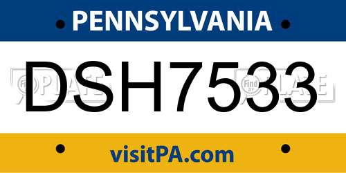 DSH7533 Pennsylvania License Plate