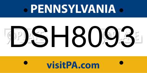 DSH8093 Pennsylvania License Plate