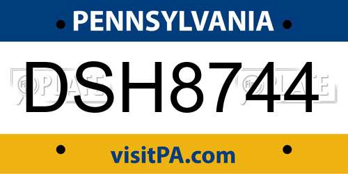 DSH8744 Pennsylvania License Plate