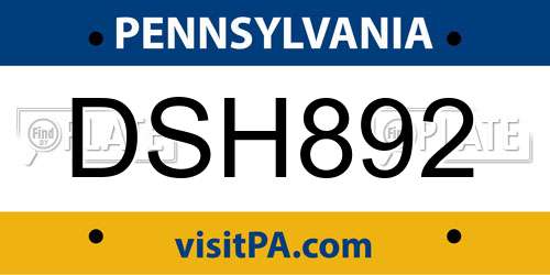 DSH892 Pennsylvania License Plate