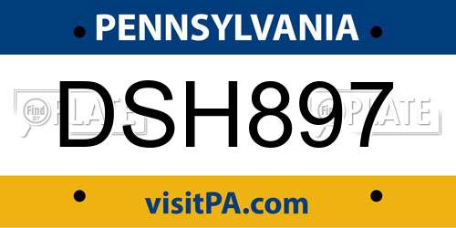 DSH897 Pennsylvania License Plate