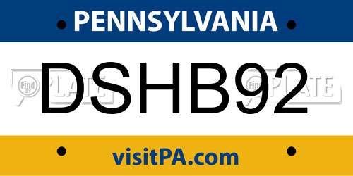 DSHB92 Pennsylvania License Plate
