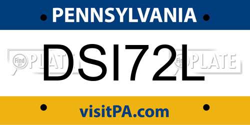 DSI72L Pennsylvania License Plate