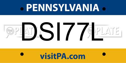DSI77L Pennsylvania License Plate