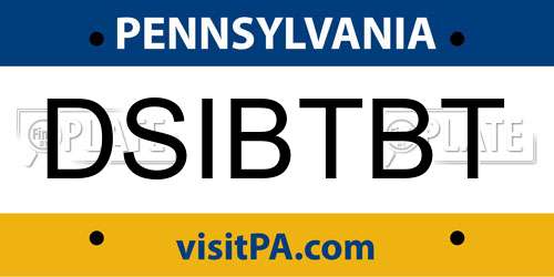 DSIBTBT Pennsylvania License Plate