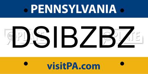 DSIBZBZ Pennsylvania License Plate