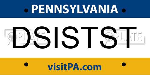 DSISTST Pennsylvania License Plate