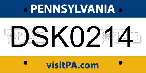DSK0214 Pennsylvania License Plate