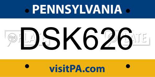 DSK626 Pennsylvania License Plate