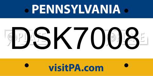 DSK7008 Pennsylvania License Plate