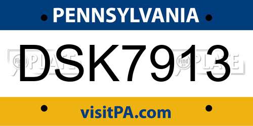 DSK7913 Pennsylvania License Plate