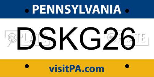 DSKG26 Pennsylvania License Plate