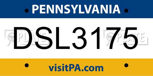 DSL3175 Pennsylvania License Plate