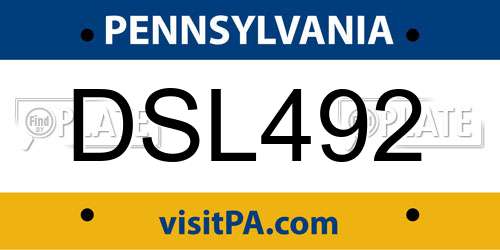 DSL492 Pennsylvania License Plate